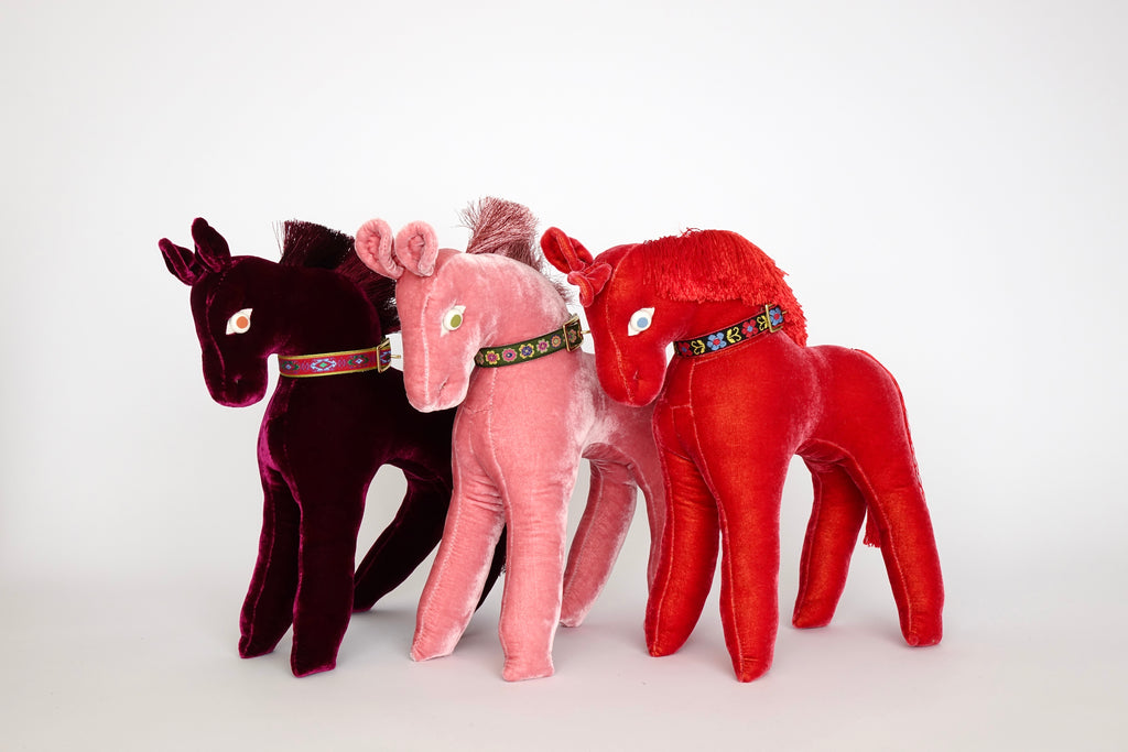 Pink Velvet Pony Folk Sculpture