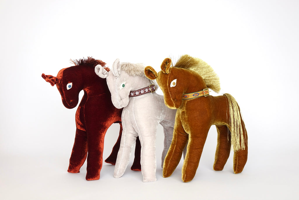 Silver Velvet Pony Folk Sculpture