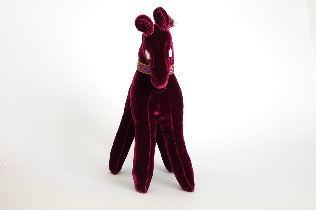 Fuschia Velvet Pony Folk Sculpture