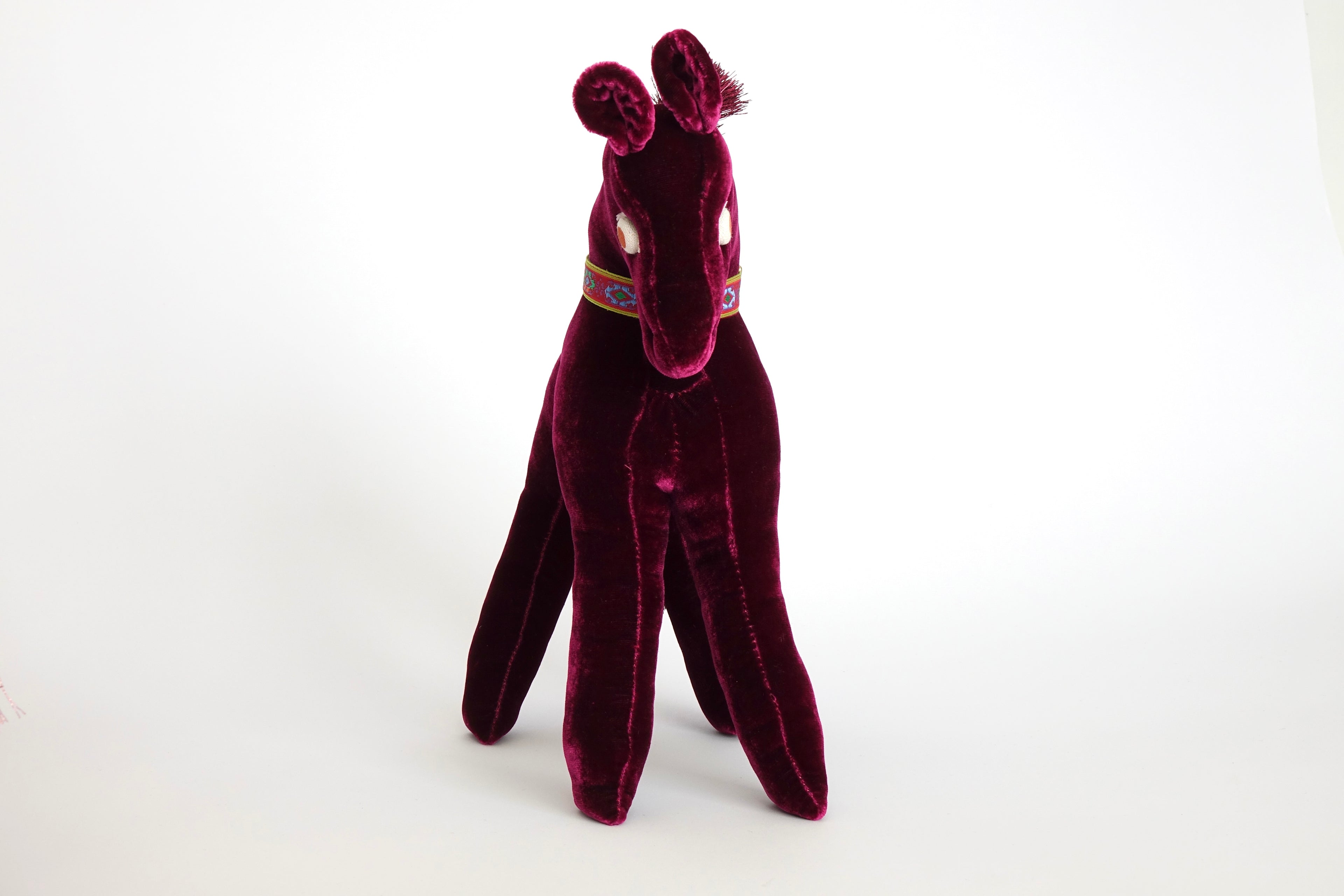 Fuschia Velvet Pony Folk Sculpture