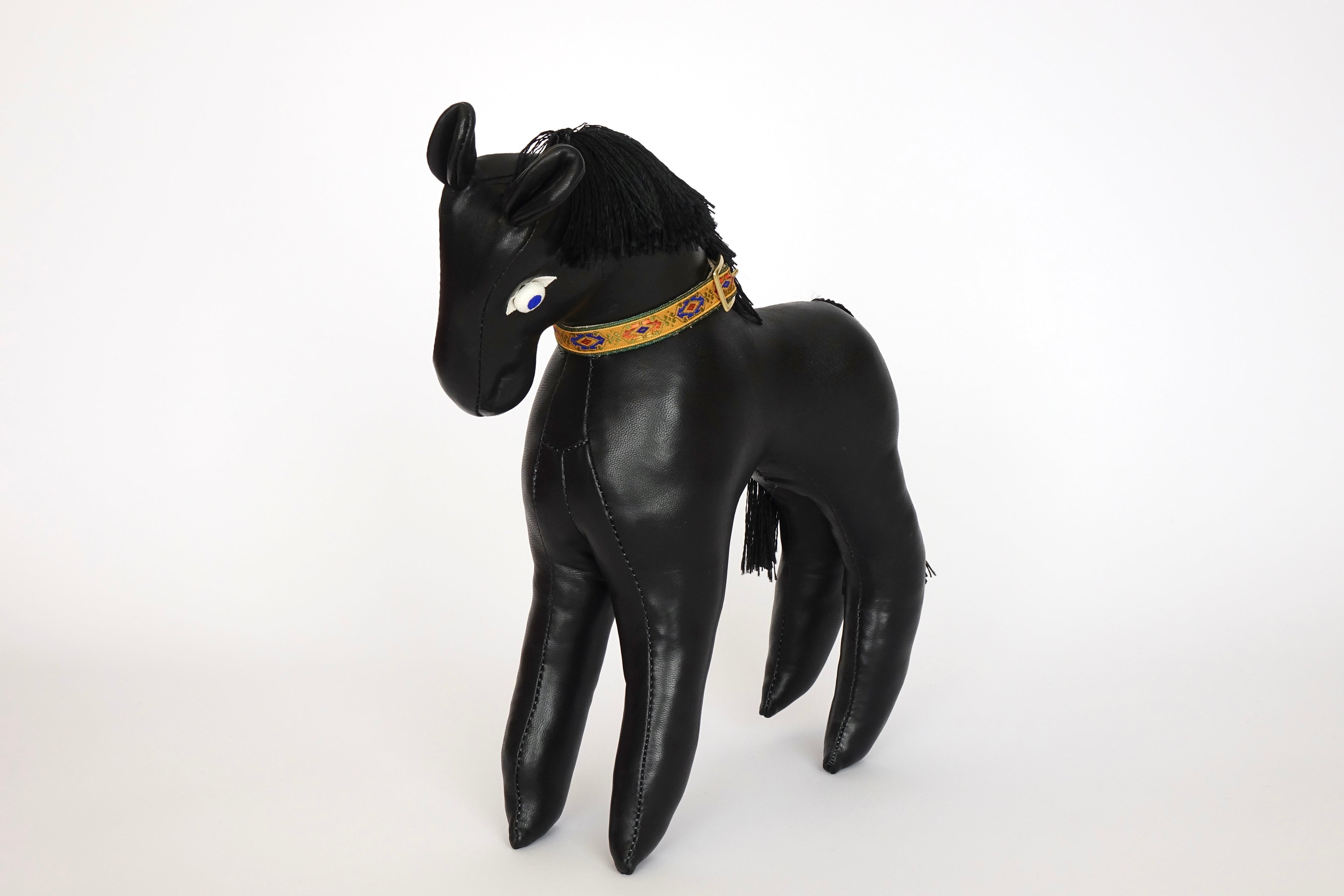 Black Leather Pony Folk Sculpture