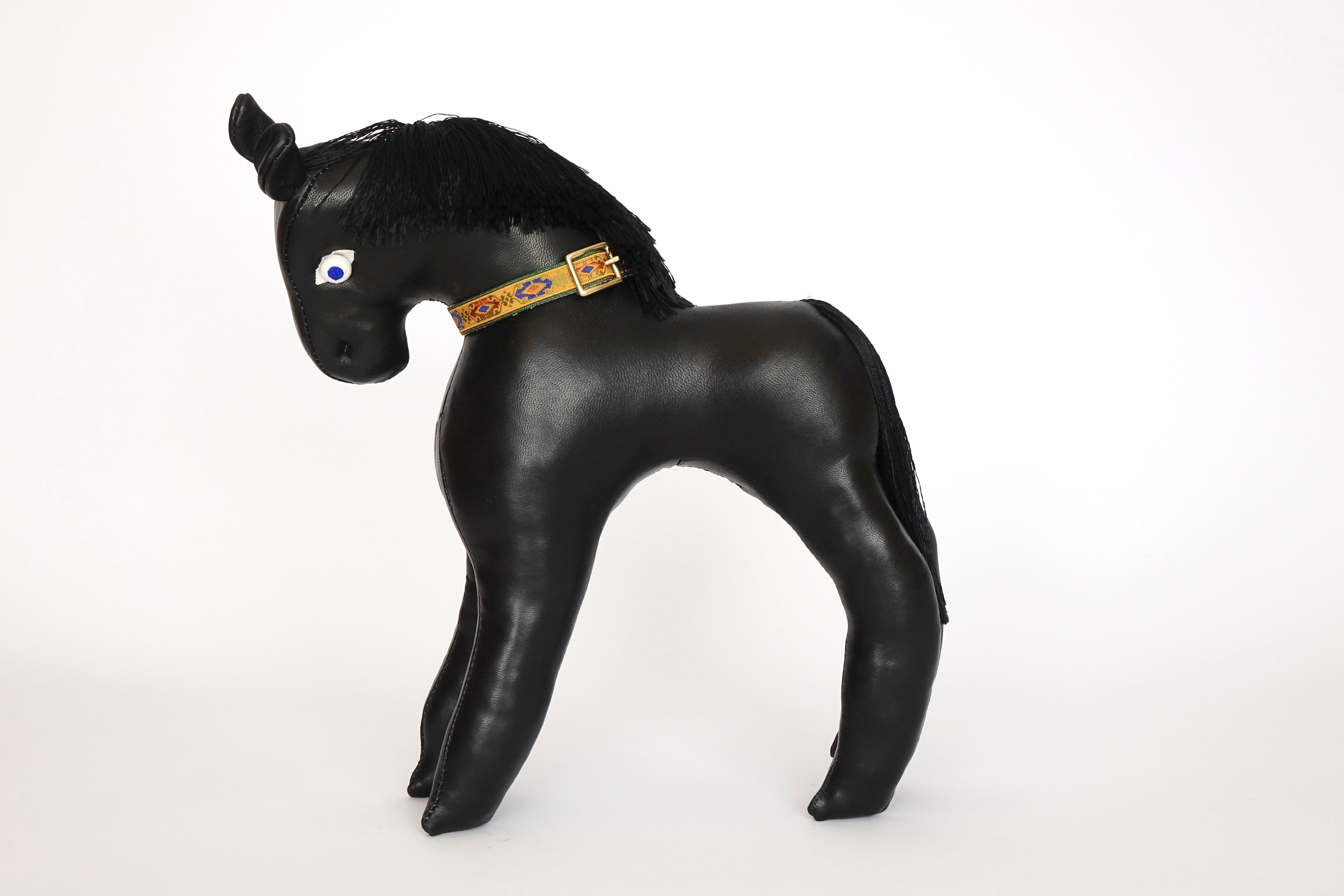 Black Leather Pony Folk Sculpture