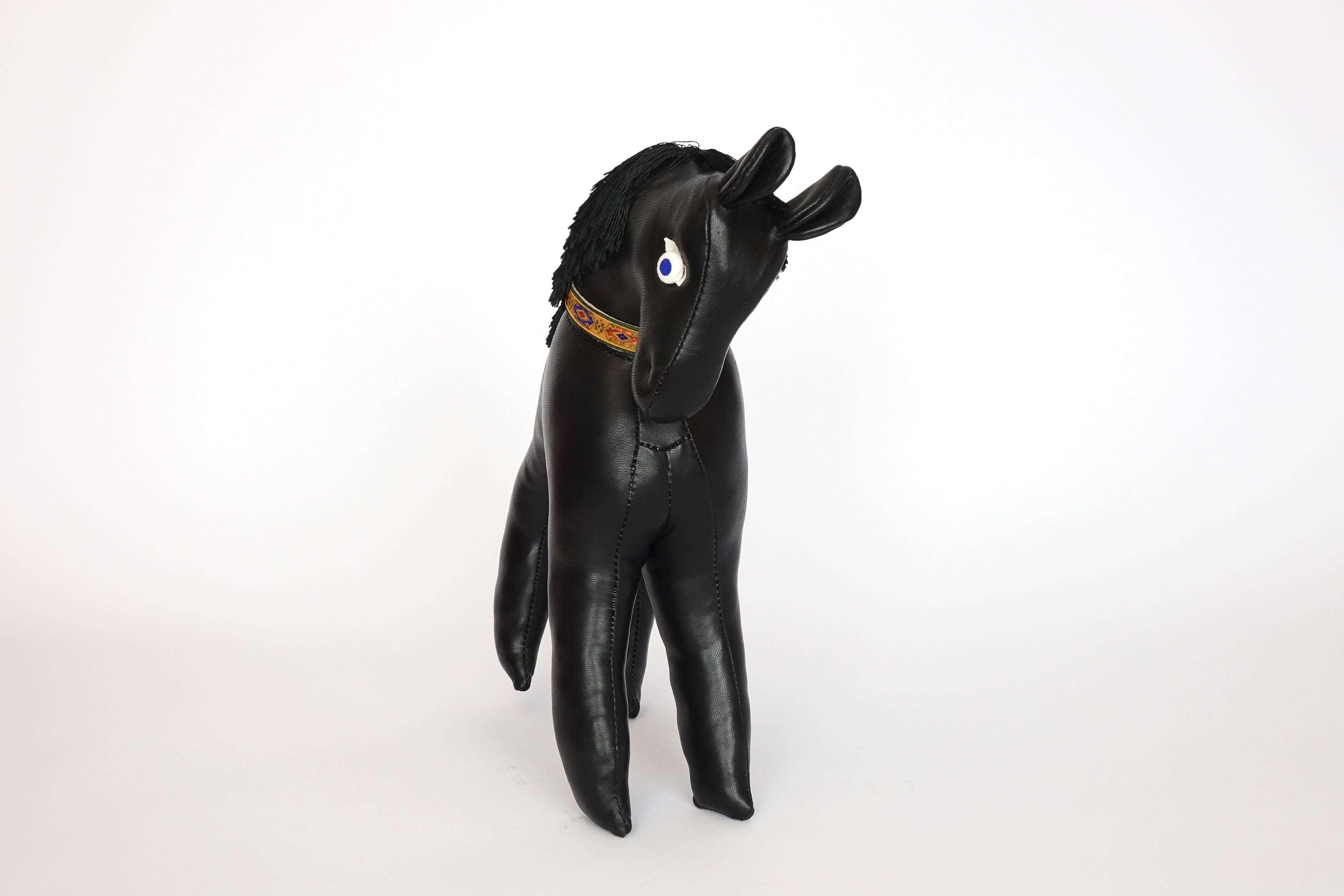 Black Leather Pony Folk Sculpture