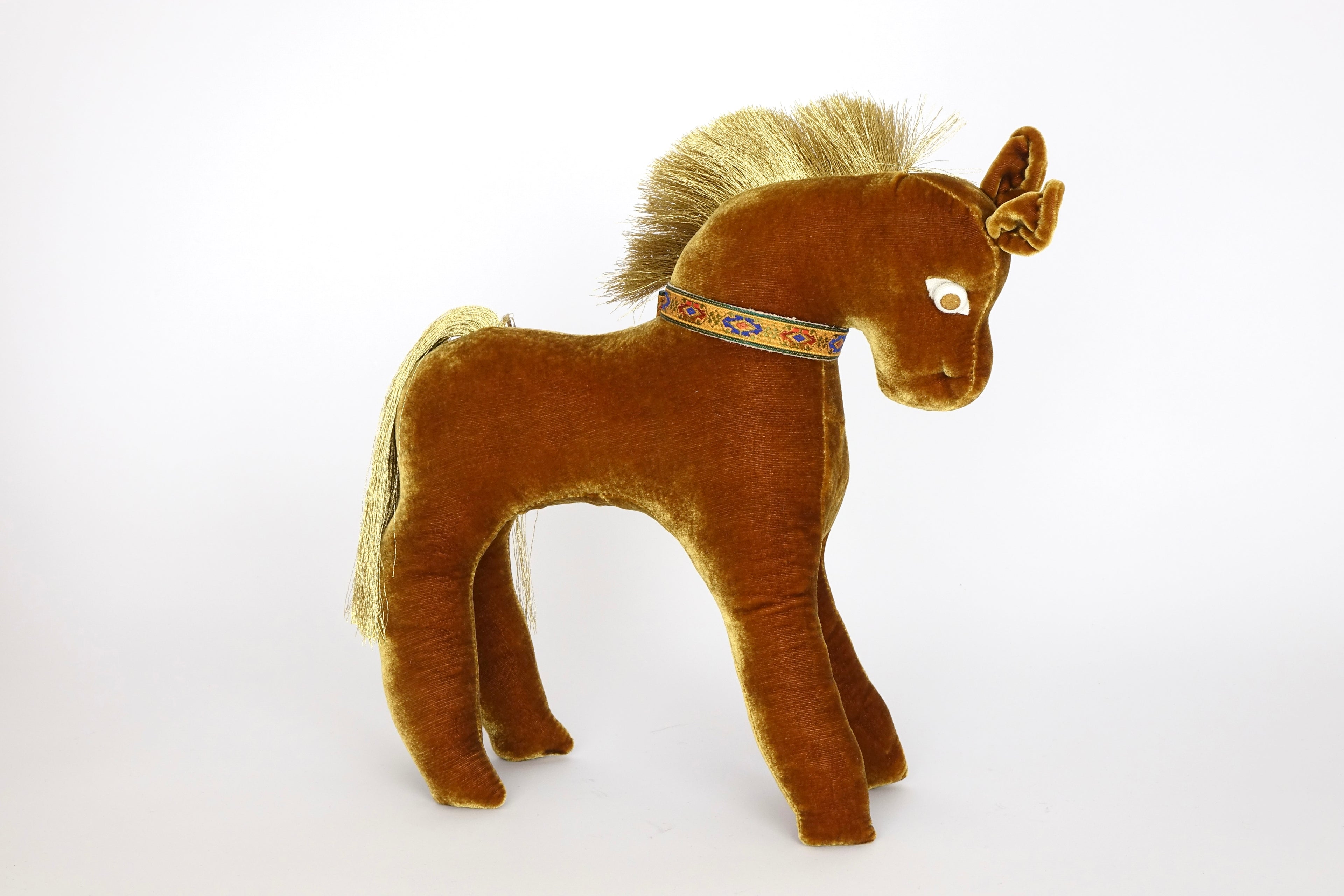Golden Velvet Pony Folk Sculpture