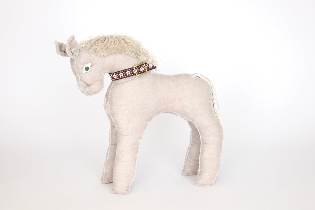 Silver Velvet Pony Folk Sculpture