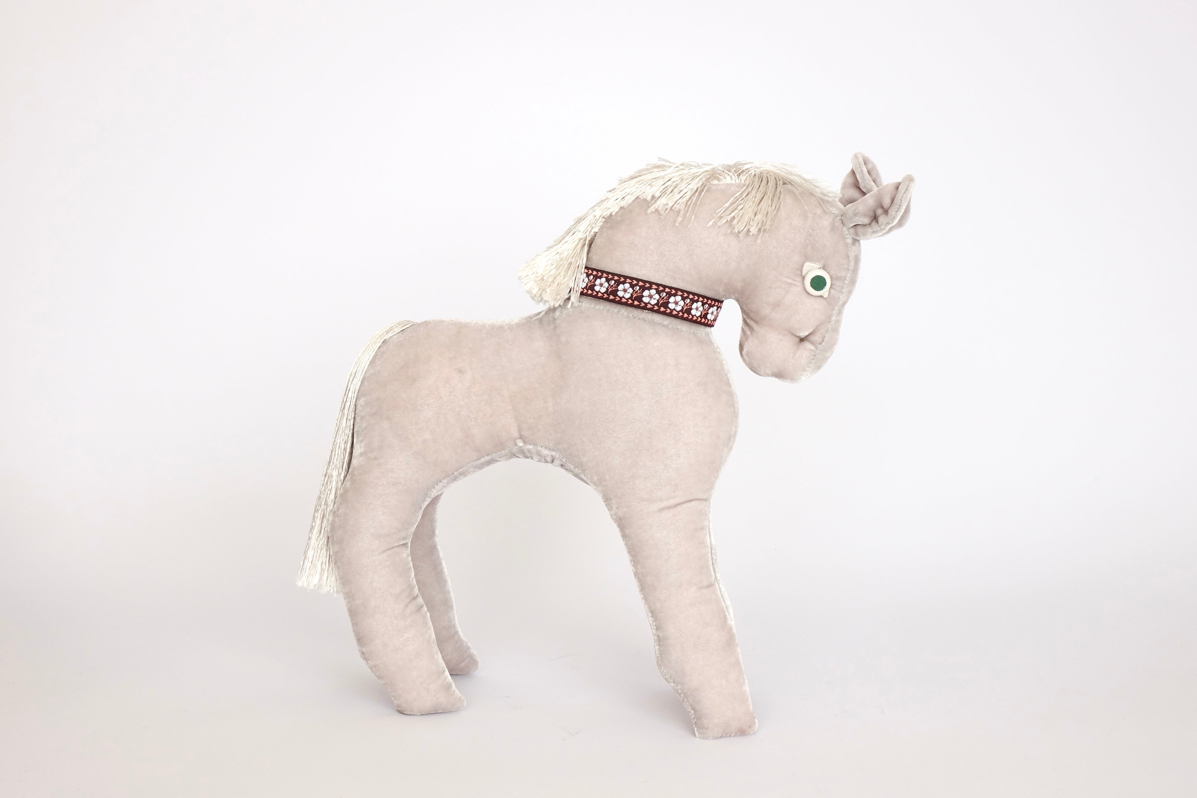 Silver Velvet Pony Folk Sculpture
