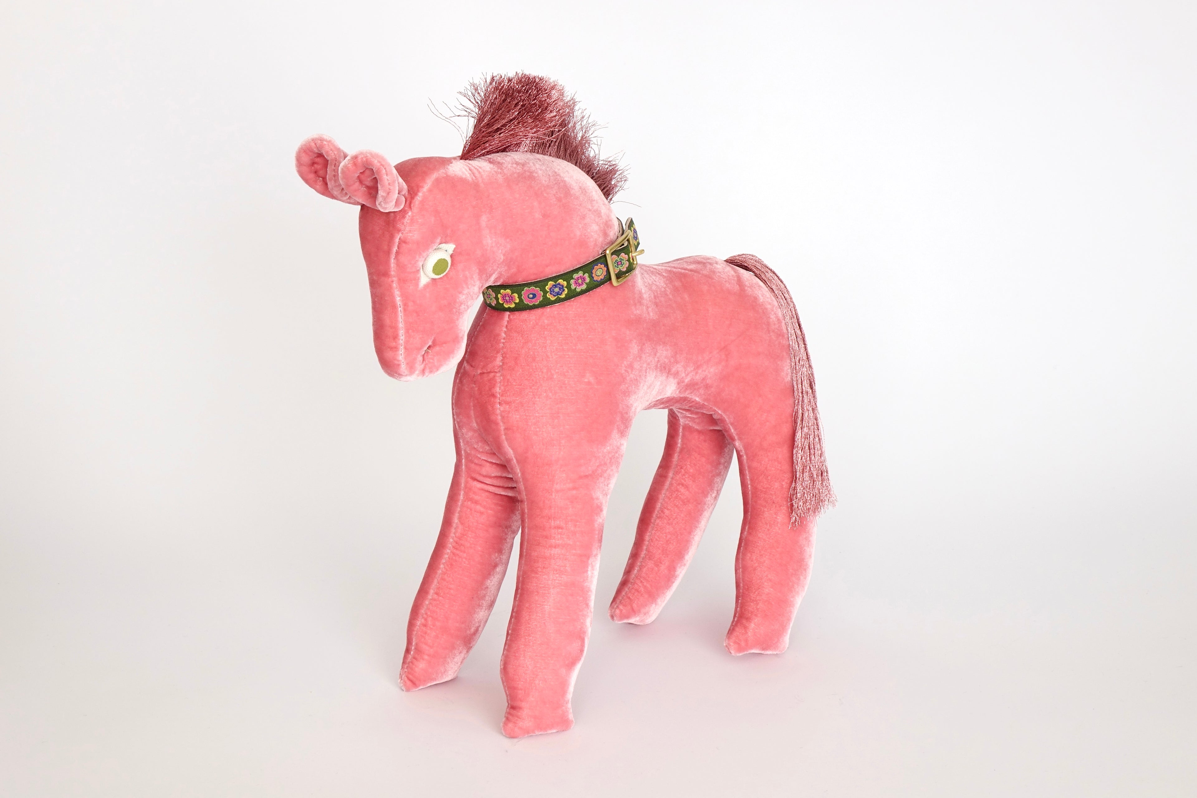 Pink Velvet Pony Folk Sculpture