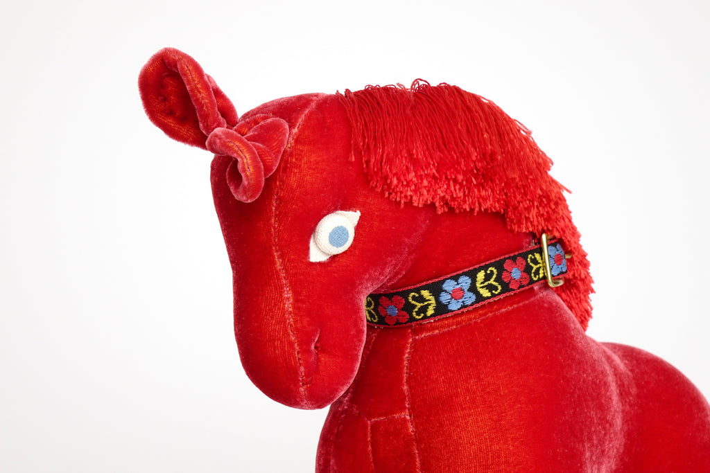 Red Velvet Pony Folk Sculpture