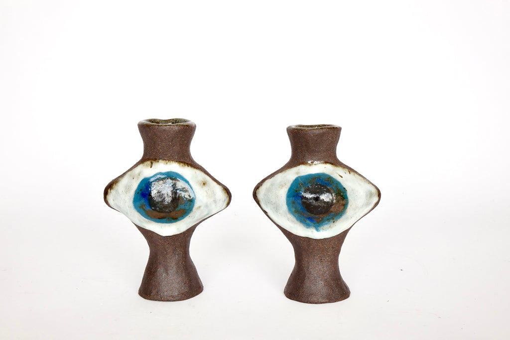 Folk Art Eye Candleholders