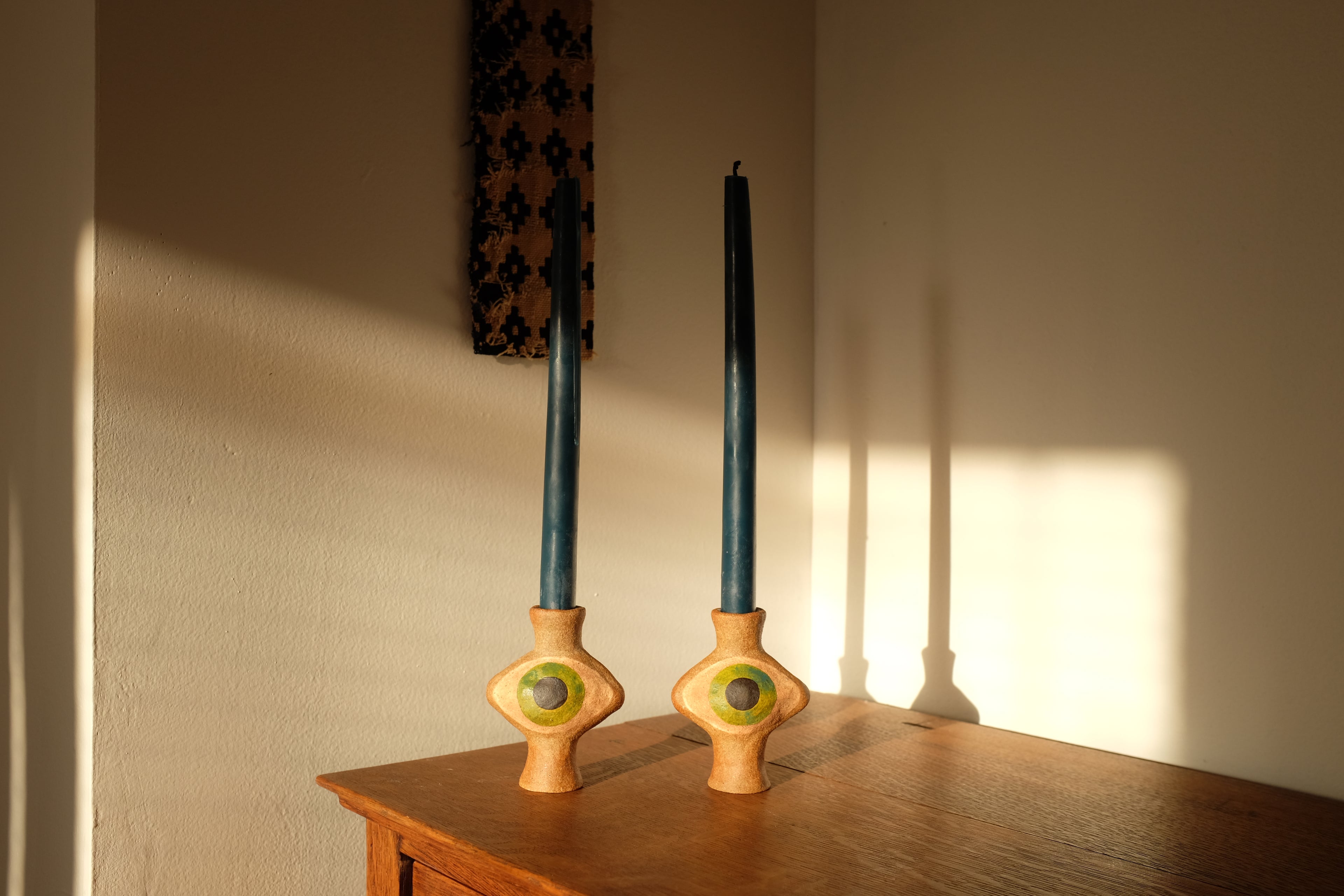 Folk Art Eye Candleholders
